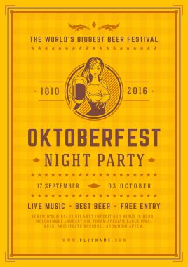 Oktoberfest bira Festivali kutlama poster veya el ilanı şablonu retro tipografi.