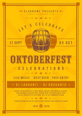 Oktoberfest bira Festivali kutlama poster veya el ilanı şablonu retro tipografi.