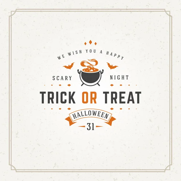 Halloween tipográfico cartão vetor de design — Vetor de Stock