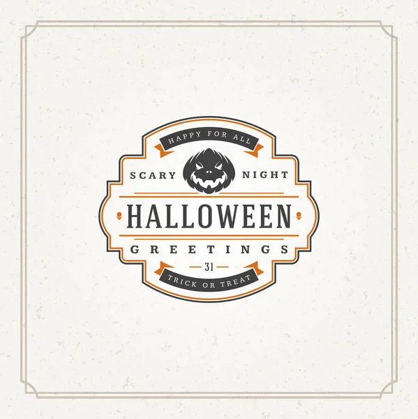 Halloween tipográfico tarjeta de felicitación diseño vector — Archivo Imágenes Vectoriales