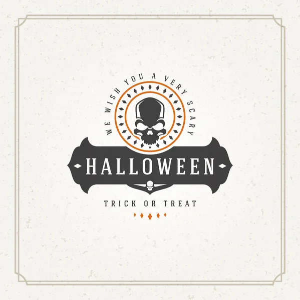 Halloween tipográfico tarjeta de felicitación diseño vector — Vector de stock