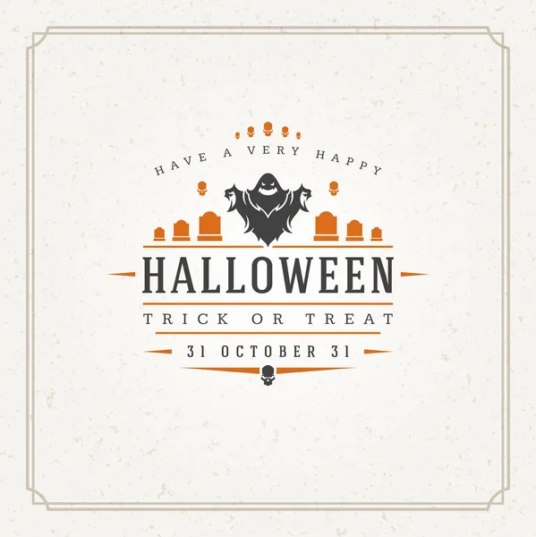 Halloween tipográfico tarjeta de felicitación diseño vector — Vector de stock