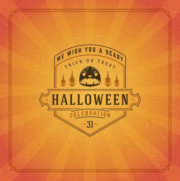 Halloween typographic greeting card design vector — Stock Vector