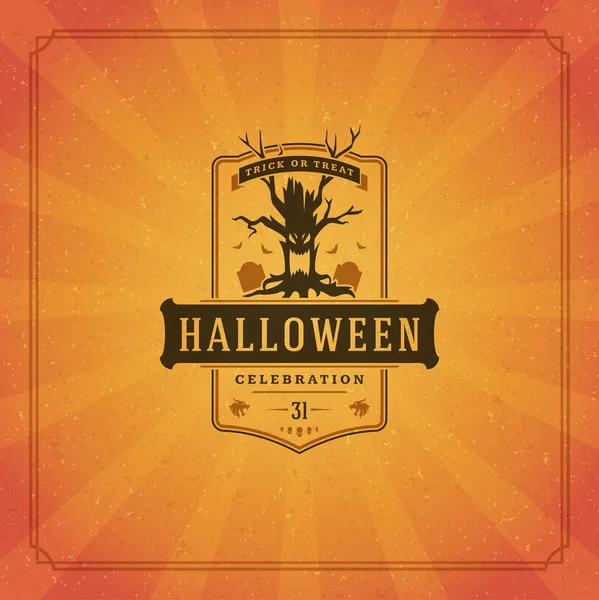 Vettore di progettazione di biglietti di auguri tipografici di Halloween — Vettoriale Stock