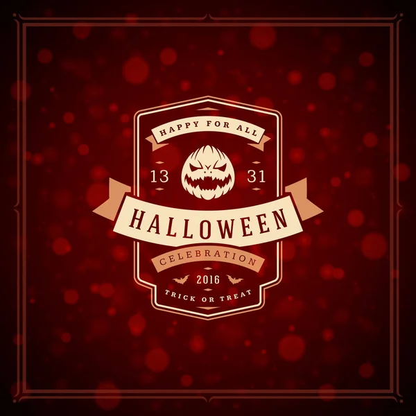 Vecteur de conception de carte de vœux typographique Halloween — Image vectorielle