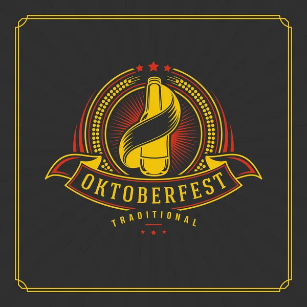 Oktoberfest Tarjeta de felicitación o folleto sobre fondo texturizado. Fiesta de la cerveza . — Vector de stock