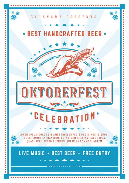 Oktoberfest Bierfest Feier Plakat oder Flyer Vorlage Retro-Typografie. — Stockvektor