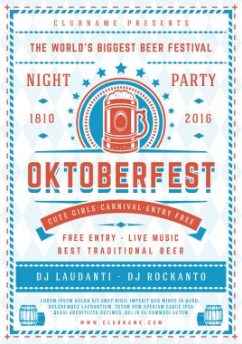Oktoberfest bira Festivali kutlama poster veya el ilanı şablonu retro tipografi.