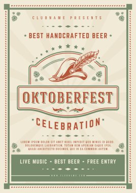 Oktoberfest bira Festivali kutlama poster veya el ilanı şablonu retro tipografi.