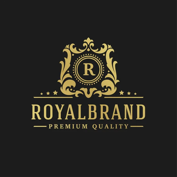 Modèle de conception de logo de luxe illustration vectorielle vignettes victoriennes formes d'ornement royal pour la conception de logotype ou de badge . — Image vectorielle