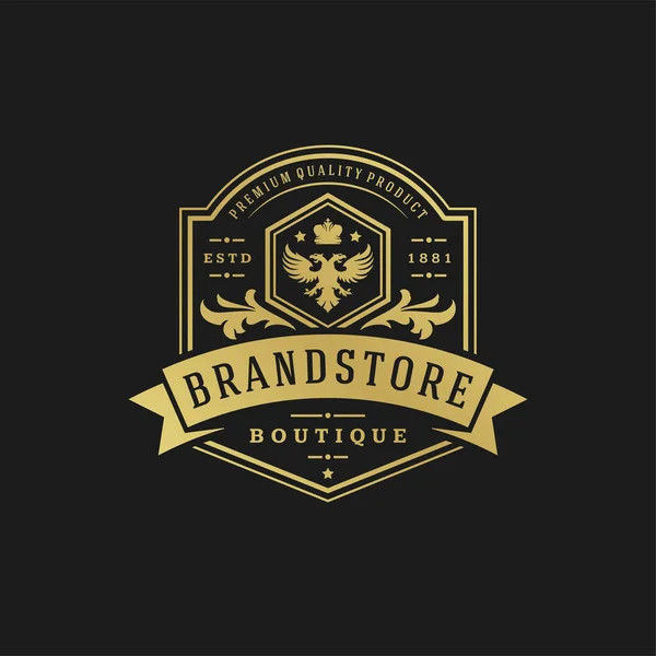 Lyx logo design mall vektor illustration viktorianska vinjetter kunglig prydnad former för logotyp eller Badge design. — Stock vektor