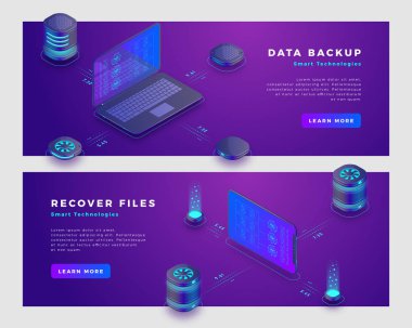 Dosyaları kurtarmak ve veri yedekleme kavramı afiş şablonu.