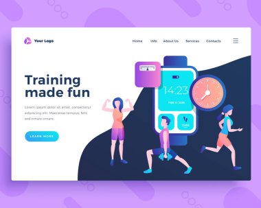 Açılış sayfası şablonu eğitimi insanlarla eğlenceli bir kavram yaptı.