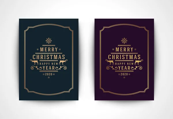 Natal cartão de saudação com silhueta floco de neve e ornamentado tipográfico inverno feriados texto vetor ilustração. — Vetor de Stock