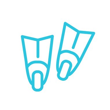 Yüzgeçler. Dalış ekipmanları. Mavi simge setinden.