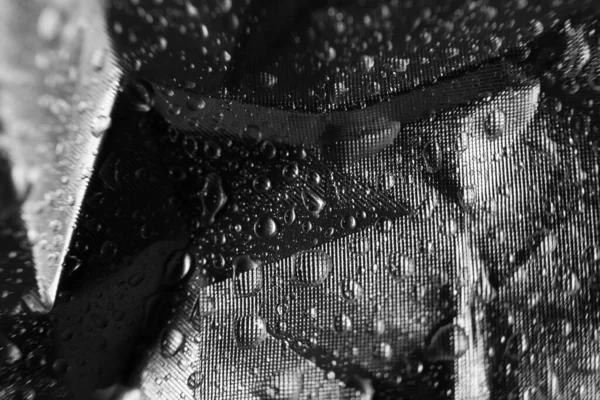 Макро Капель Воды Металлической Текстуре Неглубокой Глубиной Резкости — стоковое фото