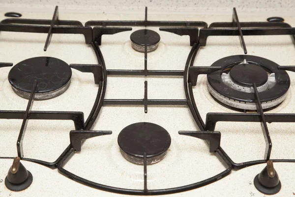 Closeup Used Modern Gas Stove — Stock Photo, Image