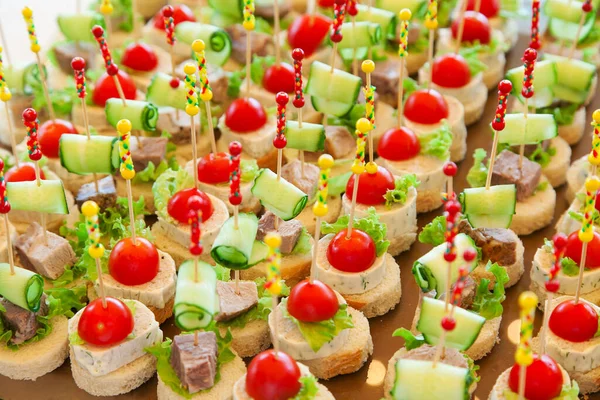 Plato Recepción Con Snacks Enfoque Selectivo — Foto de Stock