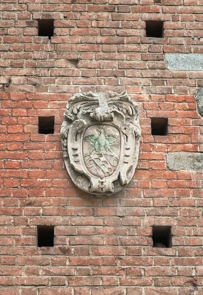 Figura Escudo Armas Antiguo Tallado Piedra Aire Libre — Foto de Stock