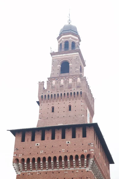 Hrad Sforza Miláně Izolovaný Bílém — Stock fotografie