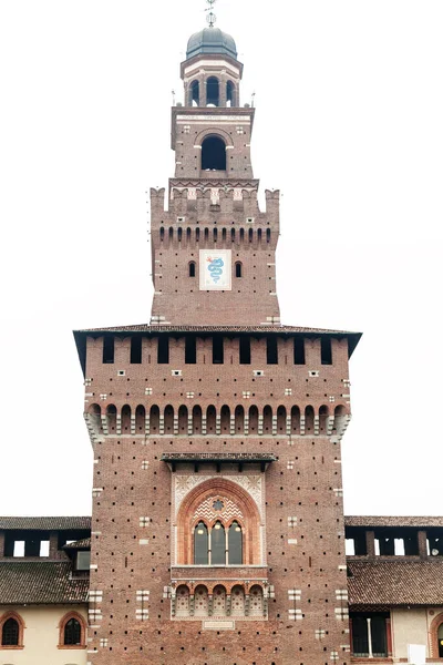 Château Sforza Milan Isolé Sur Blanc — Photo
