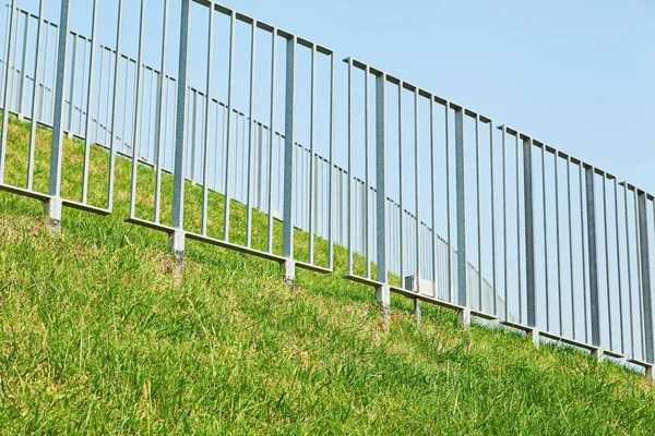 Many Steel Guards Green Grass Blue Sky — Stock Photo, Image