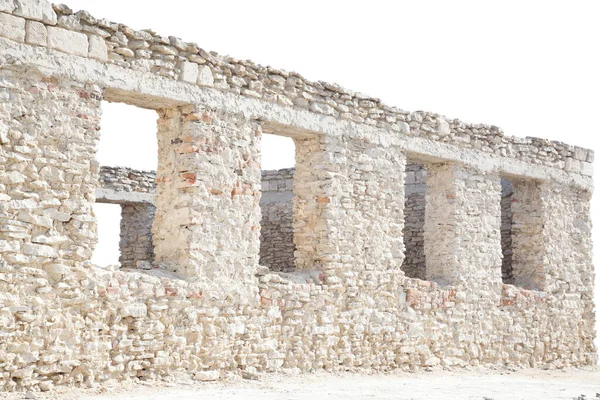 Immeuble Résidentiel Pierres Calcaires Isolé Sur Blanc — Photo