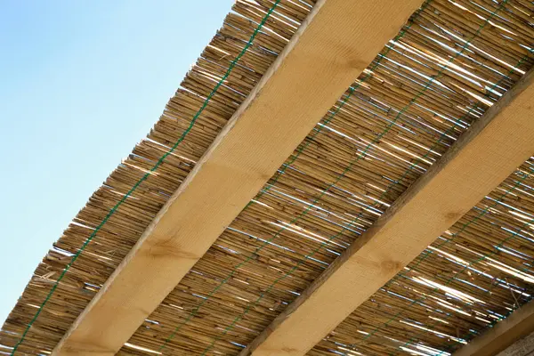 Closeup Traditional Reed Wooden Roof — Stock Photo, Image