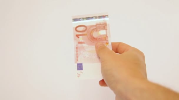 Крупним Планом Рука Платить Десять Євро — стокове відео