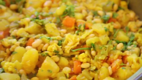 Closeup Vegetable Dish Sabzi — Stock Video