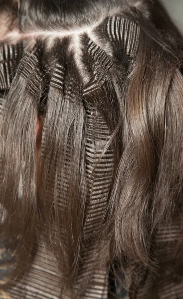 Closeup Crimp Straight Hair Locks Selective Focus — Stock Photo, Image