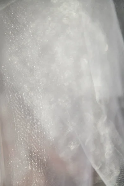 White Wedding Veil Closeup Selective Soft Focus — Stock Photo, Image