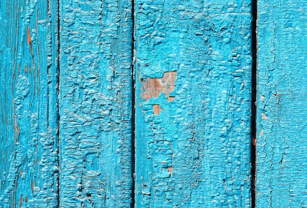 파란색을 칠하는 페인트 텍스처가 나무판을 클로즈업하는 — 스톡 사진