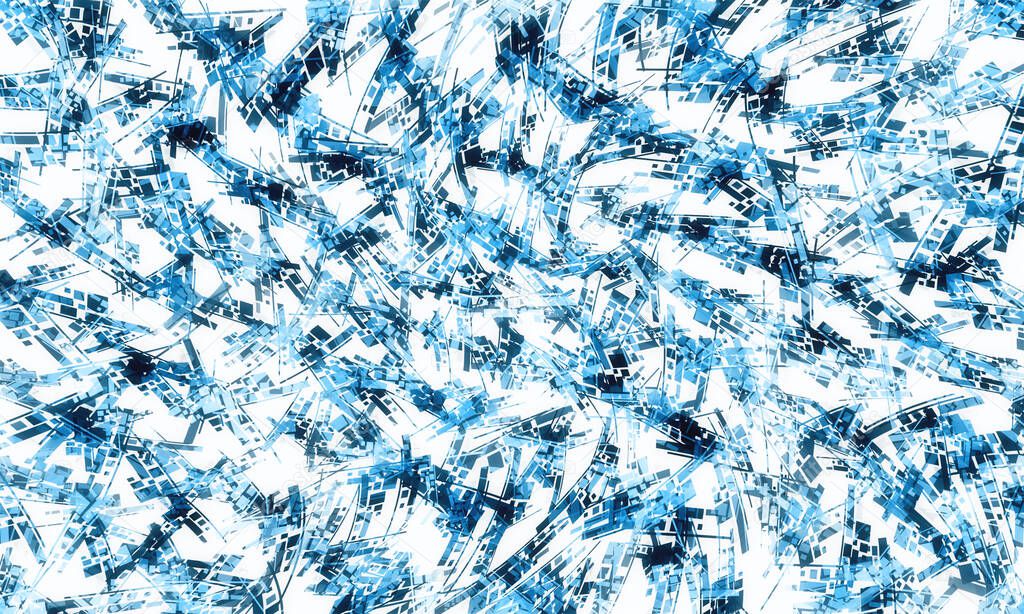 Abstract light blue streaks patterns on wide white background