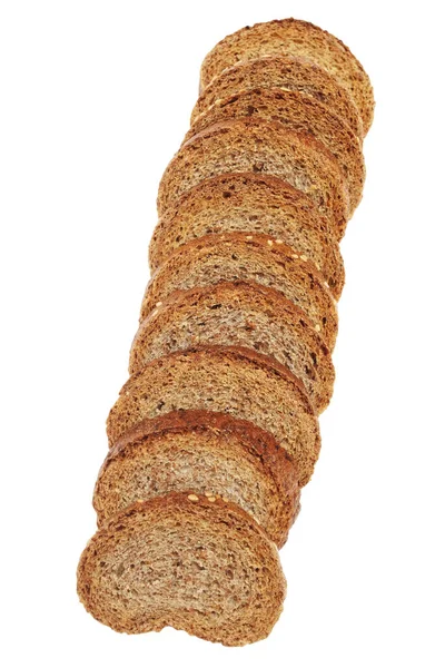 Slices Whole Wheat Dry Rusk Bread Isolated White — Stock Photo, Image