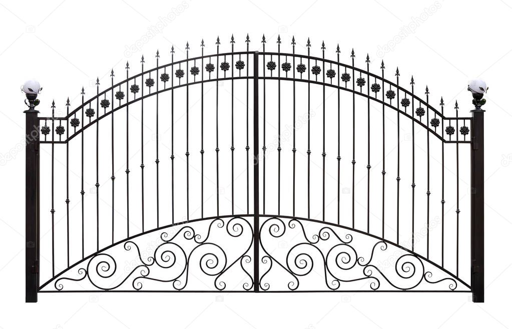 Forged gates  with decor.  Isolated over white background.