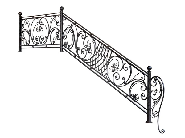 Escadaria Corrimão Metal Moderno Passos Isolado Sobre Fundo Branco — Fotografia de Stock