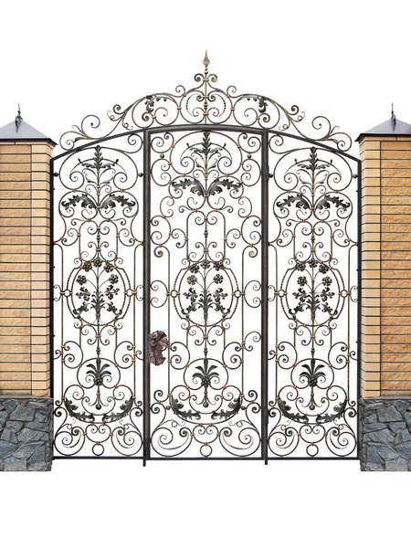Кованый забор и двери с декором . — стоковое фото