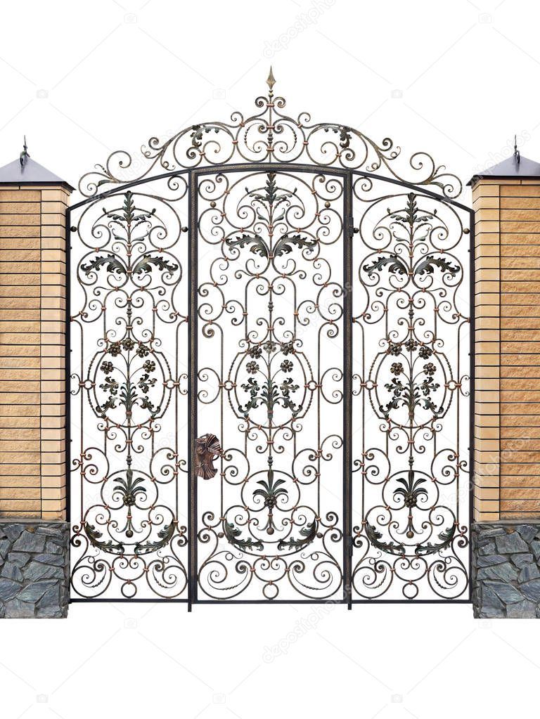 Forged fence and doors with decor.