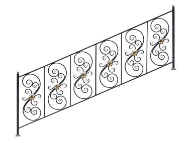 Modern çelik korkuluk merdiven adımlar. Beyaz arka plan üzerinde izole.