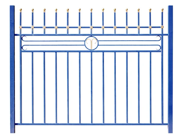 Modern Metal Blue Fence Isolated White Background — Stock Photo, Image