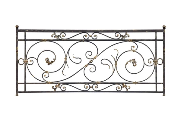 Decorative Forged Fence Railing Old Style Isolated White Background — Stock Photo, Image