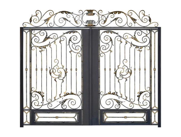 Forged Openwork Arched Gate Decor Isolated White Background — 스톡 사진