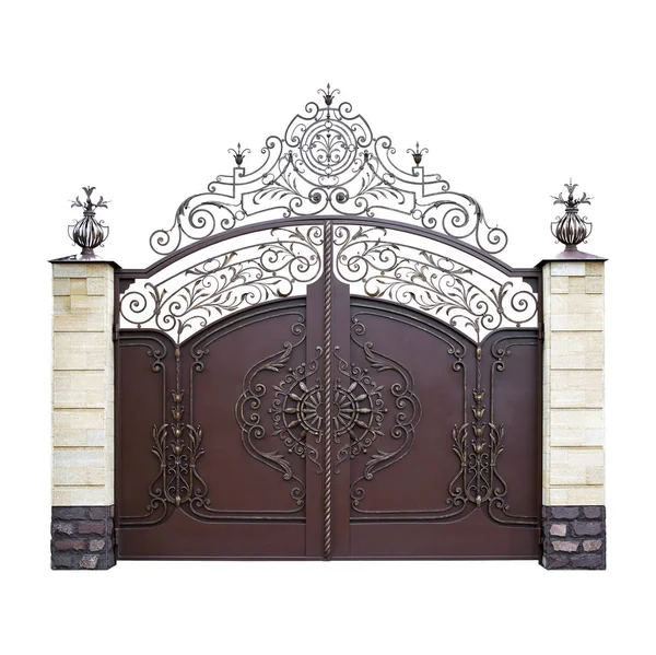 High Decorative Gates Old Style Isolated White Background — Stock Photo, Image