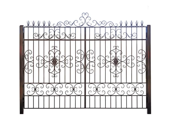 Iron gate with wrought-iron decor. — Stock Photo, Image