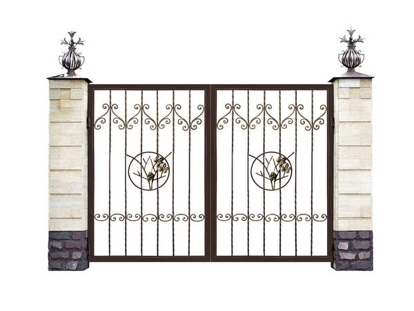 Forjado Portão Decorativo Com Ornamento Isolado Sobre Fundo Branco — Fotografia de Stock