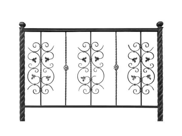 Modern Decorative Forged Railing Fence Old Style Isolated White Background — Stock Photo, Image
