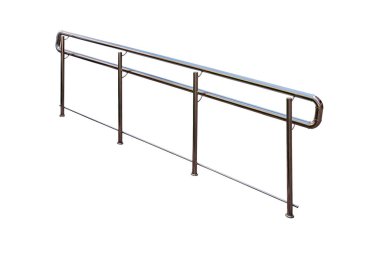 Engelliler için paslanmaz çelik parmaklıklar. Beyaz bir arkaplanda izole edilmiş.