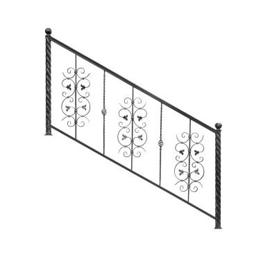 Zarif parmaklıklar, sınır. Beyaz arkaplan üzerinde izole edilmiş.