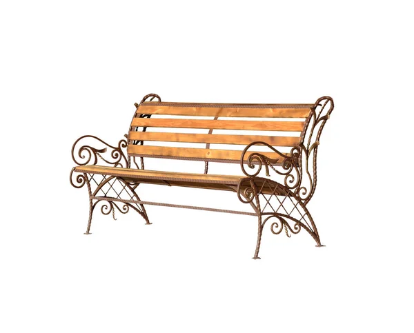 Banc Parc Décoratif Isolé Sur Fond Blanc — Photo